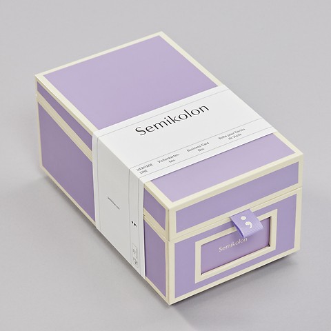 Business Card Box with alphabetical index Lilac Silk